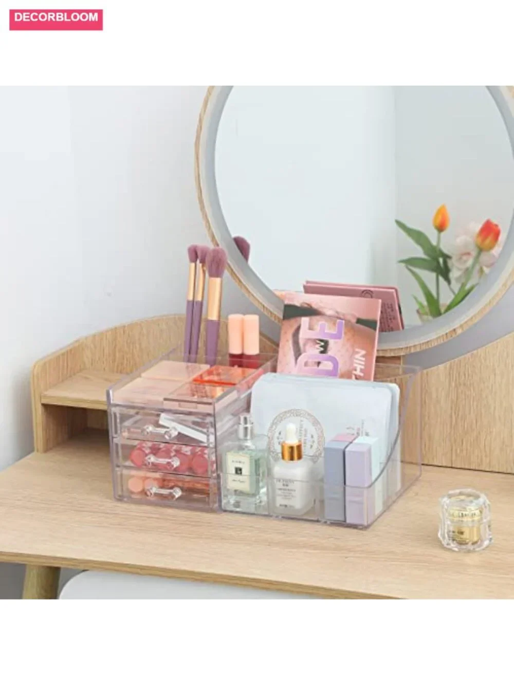 Clear Acrylic 3-Drawer Stackable Makeup Organizer Vanity Storage